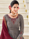 Grey Georgette Anarkali Suit with Exquisite Embroidery