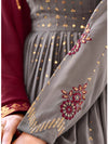 Grey Georgette Anarkali Suit with Exquisite Embroidery