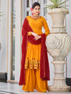 Mustard Yellow Georgette Anarkali Suit with Elegant Embroidery