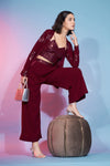 Red Georgette Salwar Kameez Classy Stylish Koti Jacket