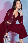 Red Georgette Salwar Kameez Classy Stylish Koti Jacket