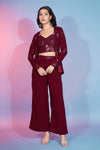 Red Georgette Salwar Kameez Classy Stylish Koti Jacket