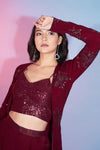 Red Georgette Salwar Kameez Classy Stylish Koti Jacket