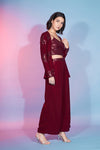 Red Georgette Salwar Kameez Classy Stylish Koti Jacket