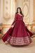Red Faux Georgette Ready to Wear Gown with Metallic Foil & Sequin Embroidery