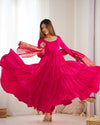 Graceful Roman Silk Chanderi Anarkali Suit – Luxurious Festive & Wedding Wear
