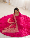 Graceful Roman Silk Chanderi Anarkali Suit – Luxurious Festive & Wedding Wear
