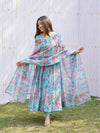 Elegant Tabby Organza Silk Anarkali Set – Fully Stitched with Dupatta & Pant