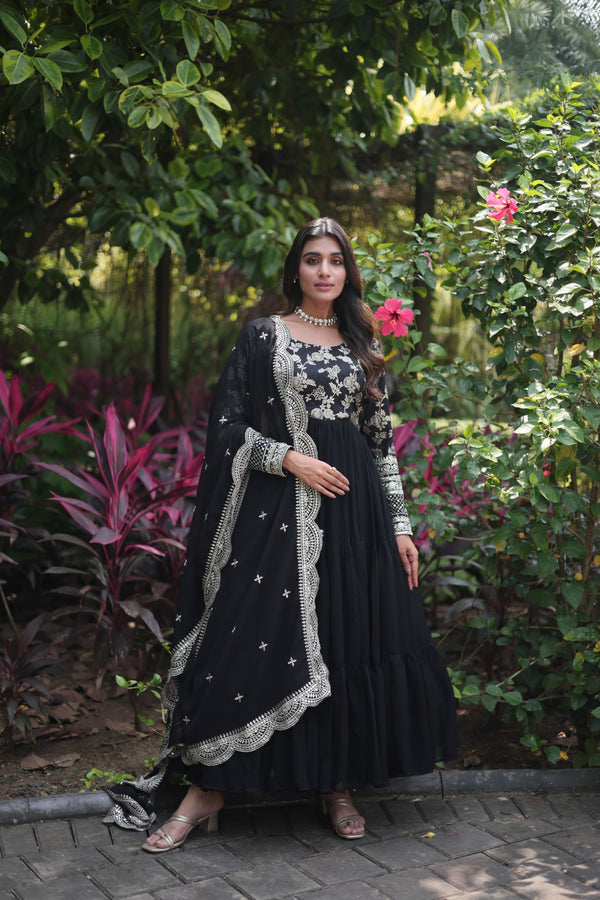 Faux Blooming Gown with Sequins Embroidered Dupatta A Perfect Blend of Elegance & Tradition