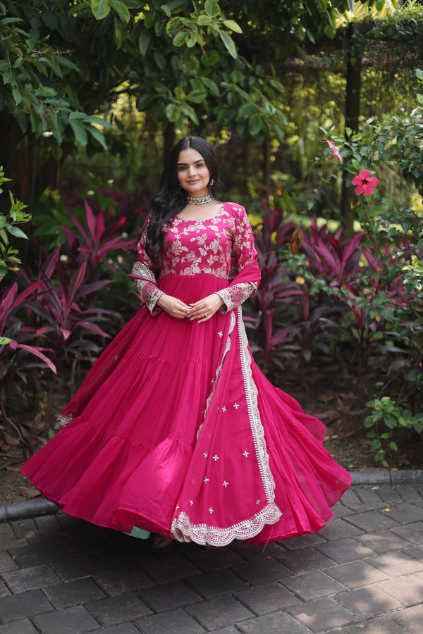 Faux Blooming Gown with Sequins Embroidered Dupatta A Perfect Blend of Elegance & Tradition
