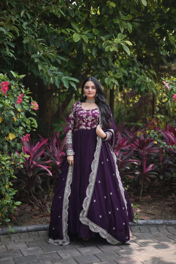Faux Blooming Gown with Sequins Embroidered Dupatta A Perfect Blend of Elegance & Tradition