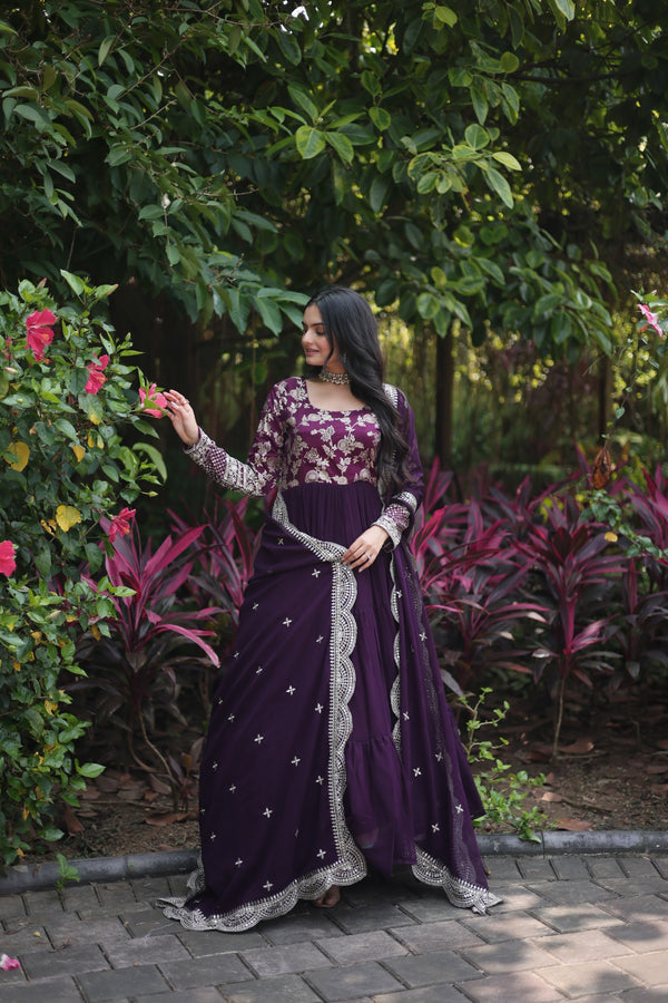 Faux Blooming Gown with Sequins Embroidered Dupatta A Perfect Blend of Elegance & Tradition