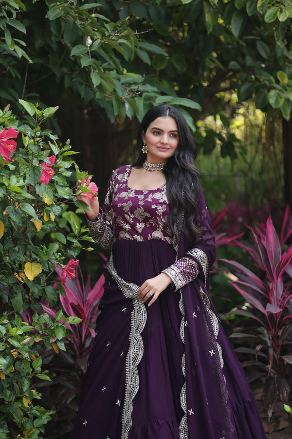 Faux Blooming Gown with Sequins Embroidered Dupatta A Perfect Blend of Elegance & Tradition