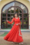 Russian Silk Gown with Dupatta Elegant Embroidered Ensemble