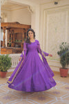 Russian Silk Gown with Dupatta Elegant Embroidered Ensemble