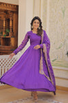 Russian Silk Gown with Dupatta Elegant Embroidered Ensemble