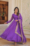 Russian Silk Gown with Dupatta Elegant Embroidered Ensemble