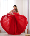Exquisite Red Fox Georgette Lehenga Choli – Fully Stitched with Embroidered Blouse & Dupatta