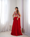 Exquisite Red Fox Georgette Lehenga Choli – Fully Stitched with Embroidered Blouse & Dupatta