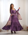 Graceful Roman Silk Chanderi Anarkali Suit – Luxurious Festive & Wedding Wear