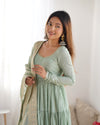 Graceful Roman Silk Chanderi Anarkali Suit – Luxurious Festive & Wedding Wear