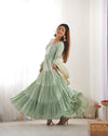 Graceful Roman Silk Chanderi Anarkali Suit – Luxurious Festive & Wedding Wear