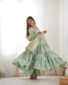 Graceful Roman Silk Chanderi Anarkali Suit – Luxurious Festive & Wedding Wear