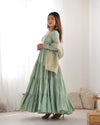 Graceful Roman Silk Chanderi Anarkali Suit – Luxurious Festive & Wedding Wear