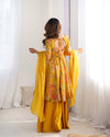 Vibrant Yellow & Rani Pink Kediya Style Kurta Set – Fully Stitched with Dupatta & Palazzo