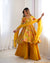 Vibrant Yellow & Rani Pink Kediya Style Kurta Set – Fully Stitched with Dupatta & Palazzo