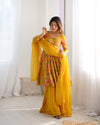 Vibrant Yellow & Rani Pink Kediya Style Kurta Set – Fully Stitched with Dupatta & Palazzo