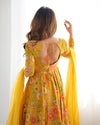 Vibrant Yellow & Rani Pink Kediya Style Kurta Set – Fully Stitched with Dupatta & Palazzo