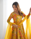 Vibrant Yellow & Rani Pink Kediya Style Kurta Set – Fully Stitched with Dupatta & Palazzo