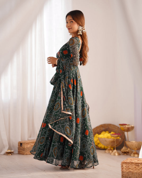 Designer Chiffon Bandhej Anarkali Suit – Lightweight, Elegant & Festive Ready
