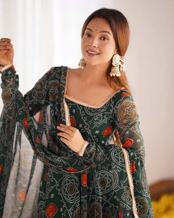 Designer Chiffon Bandhej Anarkali Suit – Lightweight, Elegant & Festive Ready