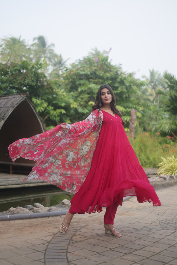 PREMIUM READYMADE ALIA CUT KURTI WITH PANT & DUPATTA SET