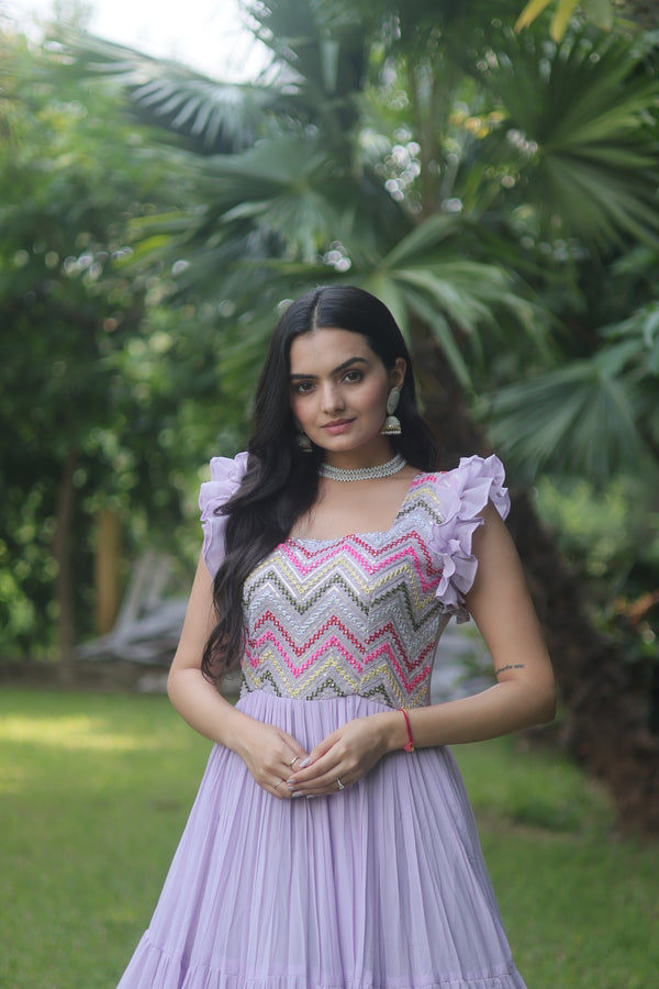 Premium Readymade graceful square neck Designer Gown Elegant & Stylish