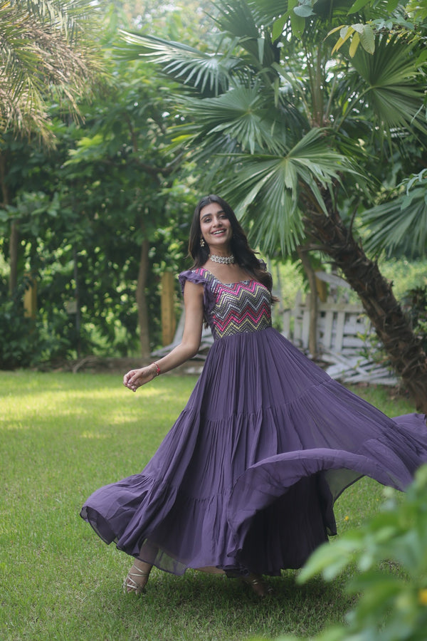 Premium Readymade graceful square neck Designer Gown Elegant & Stylish