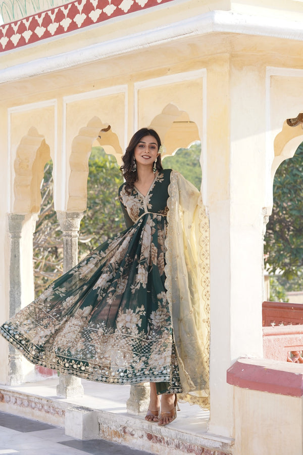 Exquisite Designer Anarkali Suit with Intricate Embroidery & Flowing Dupatta