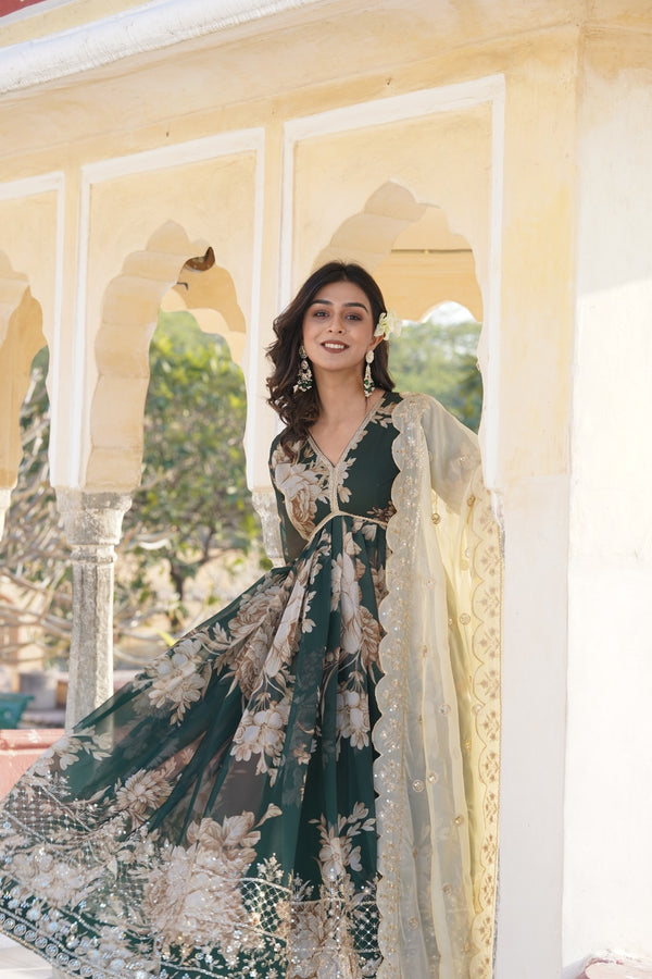 Exquisite Designer Anarkali Suit with Intricate Embroidery & Flowing Dupatta