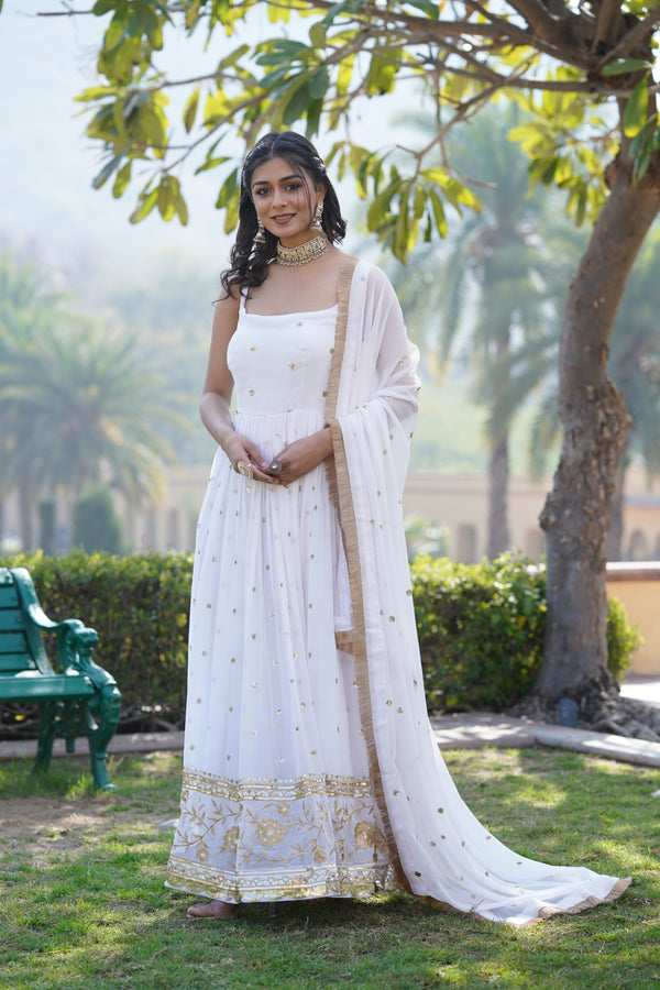 Elegant Sequined Faux Blooming Gown with Designer Dupatta