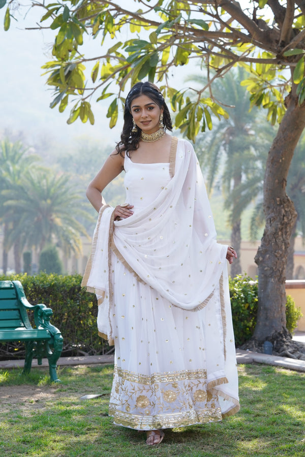 Elegant Sequined Faux Blooming Gown with Designer Dupatta