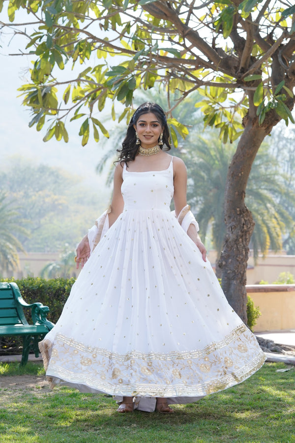 Elegant Sequined Faux Blooming Gown with Designer Dupatta