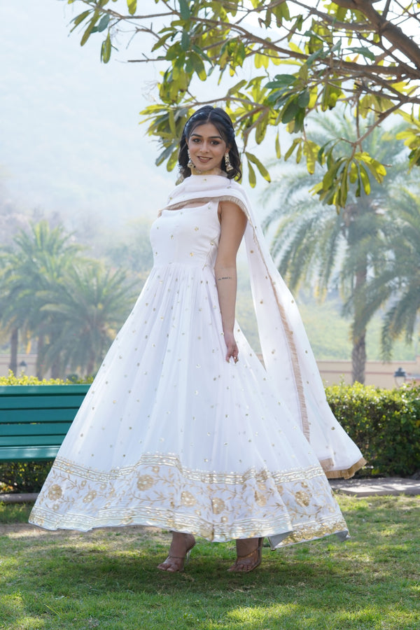Elegant Sequined Faux Blooming Gown with Designer Dupatta