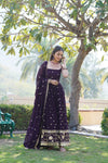 Elegant Sequined Faux Blooming Gown with Designer Dupatta