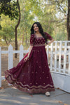 Premium faux blooming fabric with intricate Zari-thread and sequin embroidery
