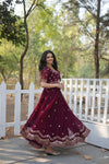 Premium faux blooming fabric with intricate Zari-thread and sequin embroidery