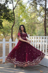Premium faux blooming fabric with intricate Zari-thread and sequin embroidery