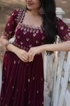 Premium faux blooming fabric with intricate Zari-thread and sequin embroidery