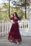 Premium faux blooming fabric with intricate Zari-thread and sequin embroidery